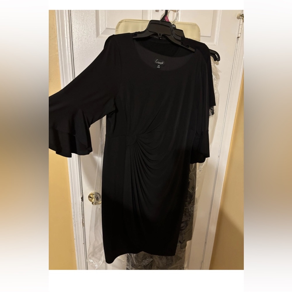 Connected Apparel Black One Shoulder Dress